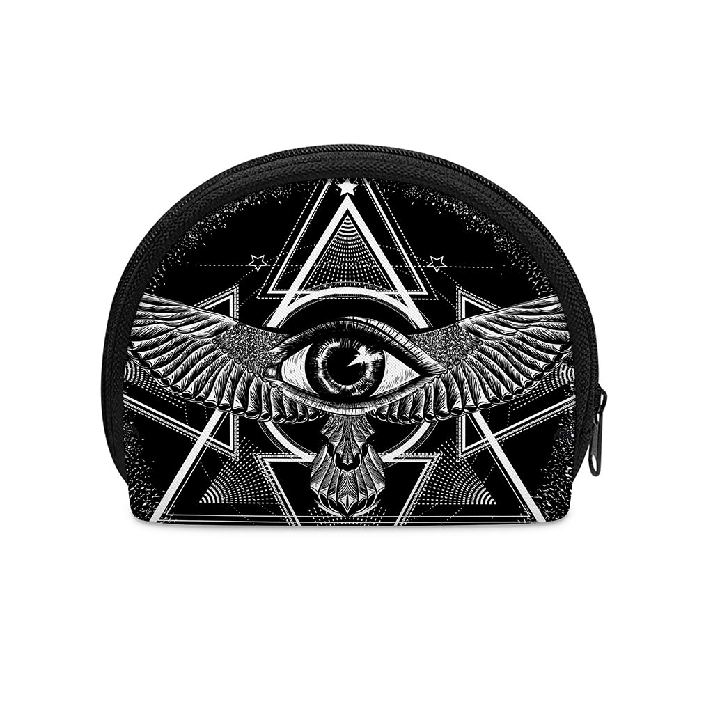 Black And White All Seeing Eye Print Coin Purse