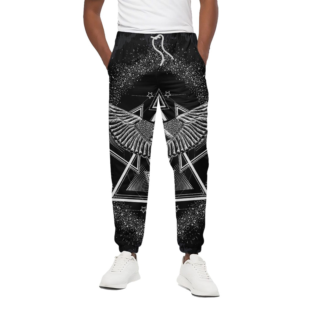 Black And White All Seeing Eye Print Cotton Pants