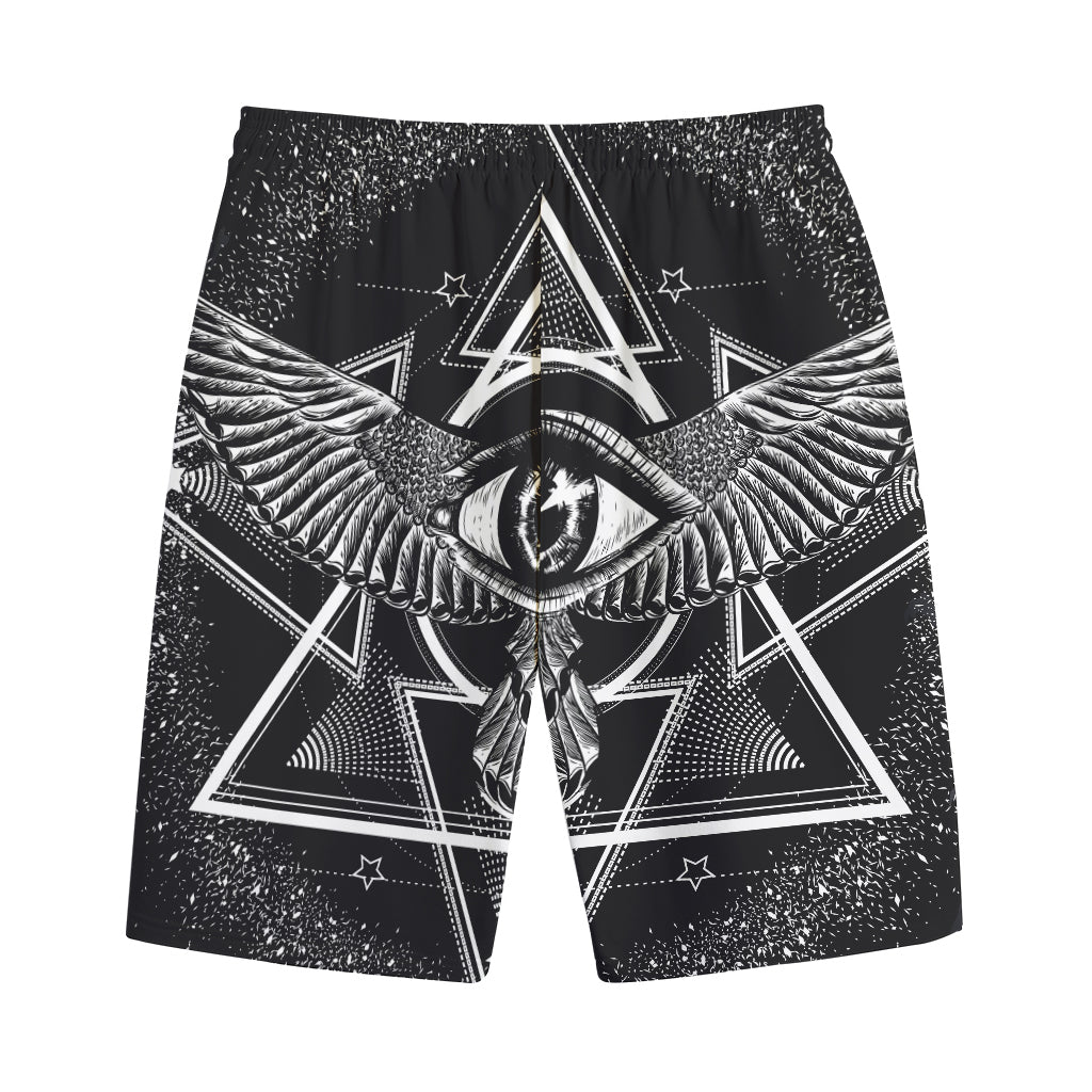 Black And White All Seeing Eye Print Cotton Shorts