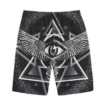 Black And White All Seeing Eye Print Cotton Shorts