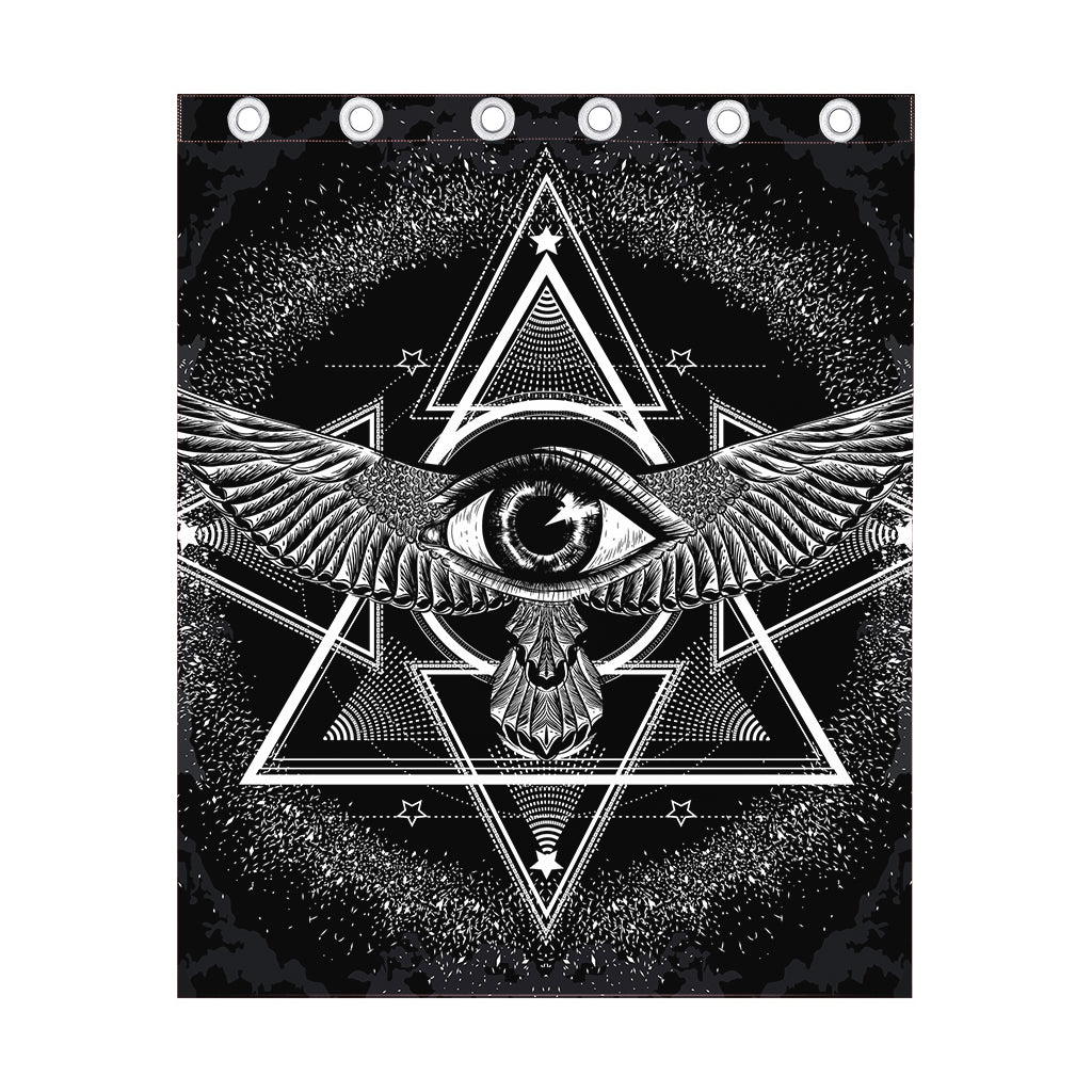 Black And White All Seeing Eye Print Curtain