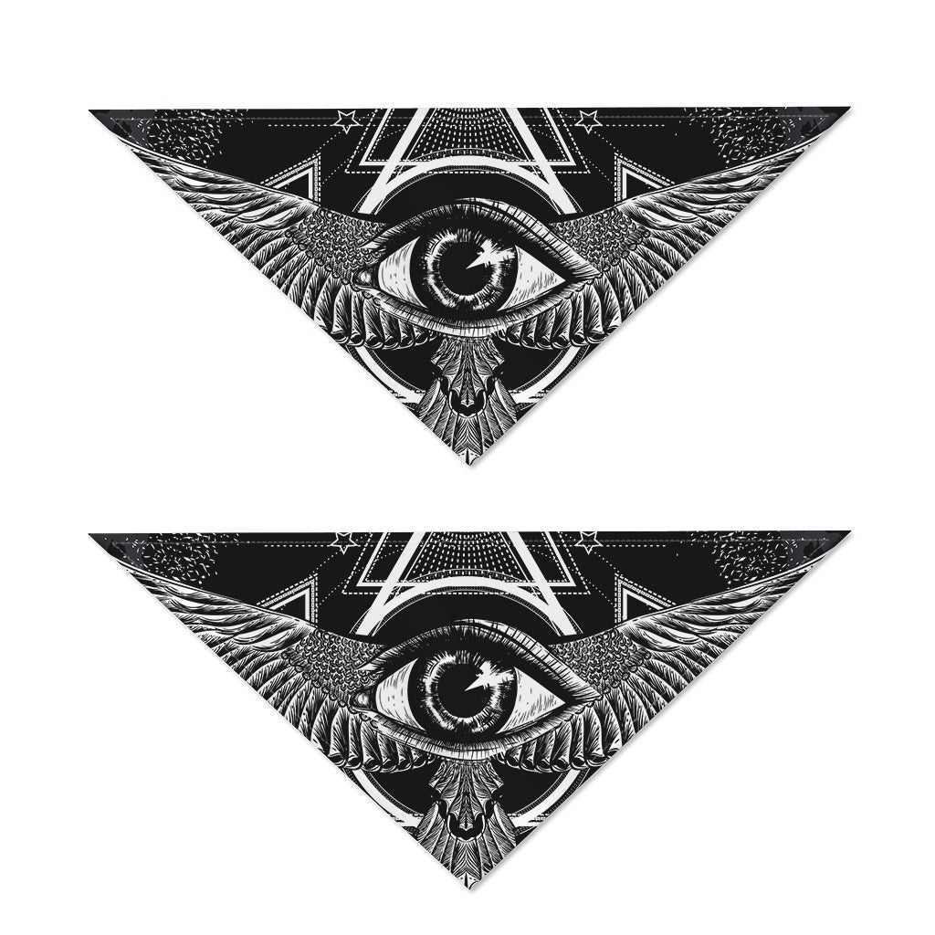 Black And White All Seeing Eye Print Dog Bandana