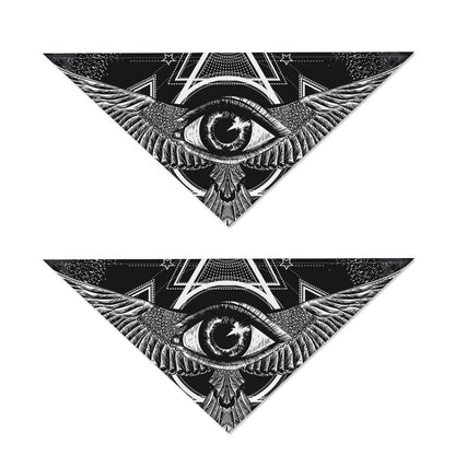 Black And White All Seeing Eye Print Dog Bandana