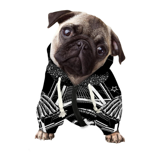 Black And White All Seeing Eye Print Dog Zip Up Hoodie