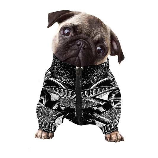 Black And White All Seeing Eye Print Dog Zip Up Jacket