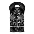 Black And White All Seeing Eye Print Double Neoprene Wine Tote