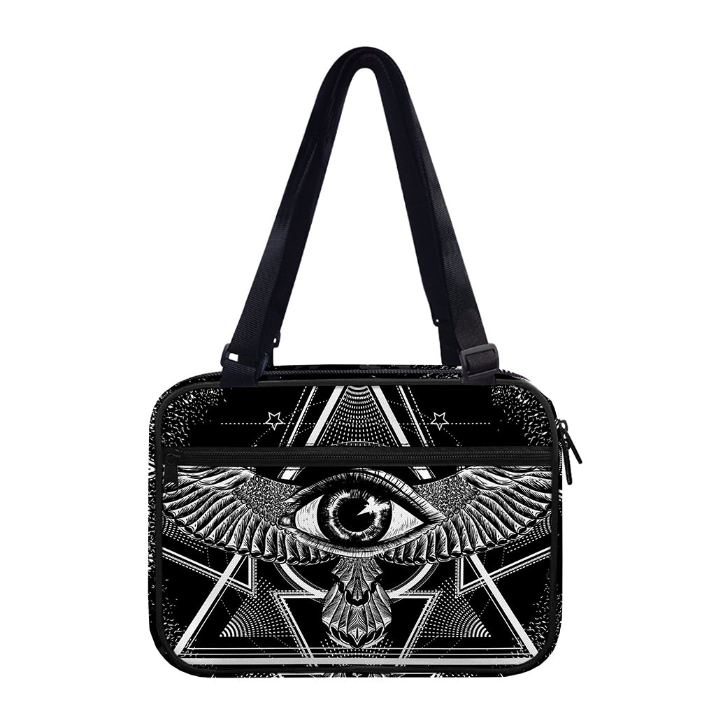 Black And White All Seeing Eye Print Double Strap Bible Bag