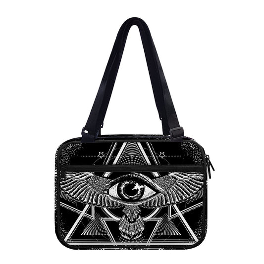 Black And White All Seeing Eye Print Double Strap Bible Bag