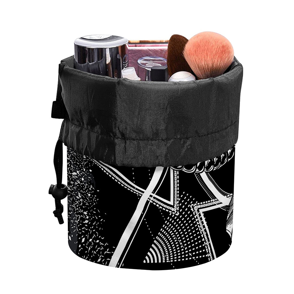 Black And White All Seeing Eye Print Drawstring Makeup Bag
