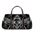 Black And White All Seeing Eye Print Duffel Bag