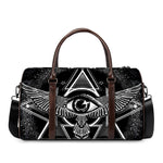 Black And White All Seeing Eye Print Duffle Bag