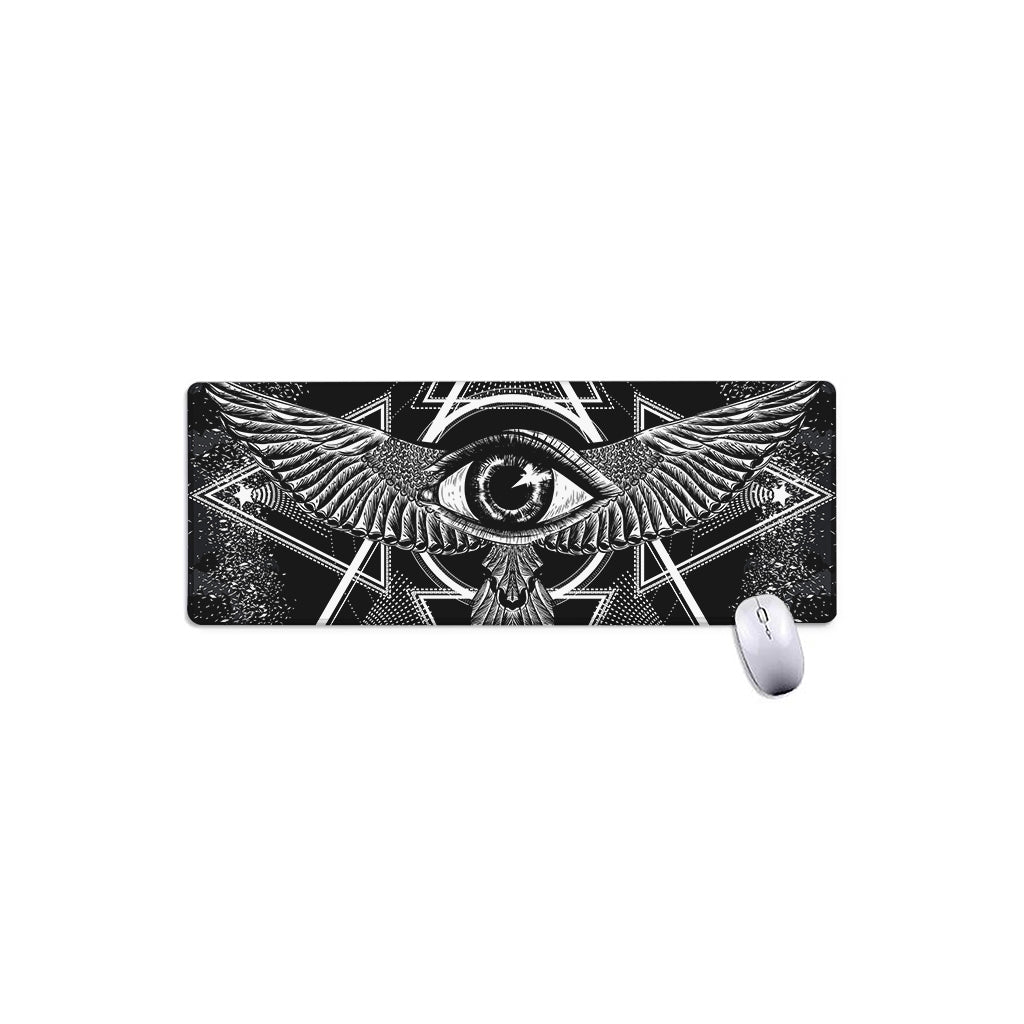Black And White All Seeing Eye Print Extended Mouse Pad