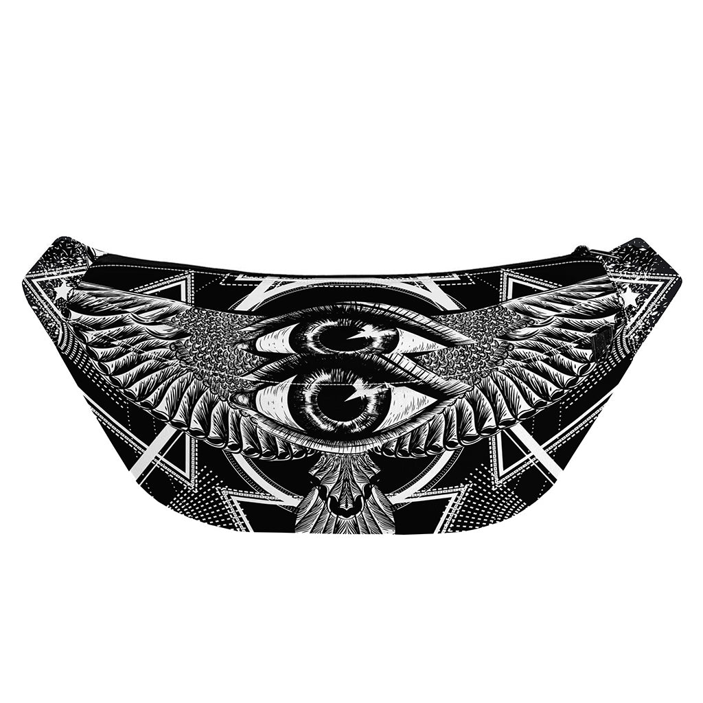 Black And White All Seeing Eye Print Fanny Pack