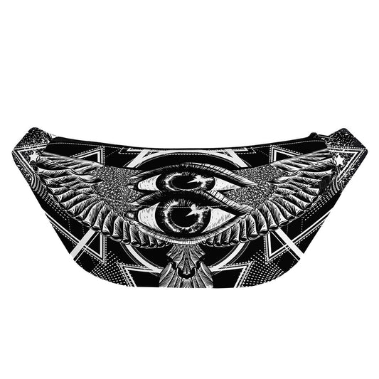 Black And White All Seeing Eye Print Fanny Pack