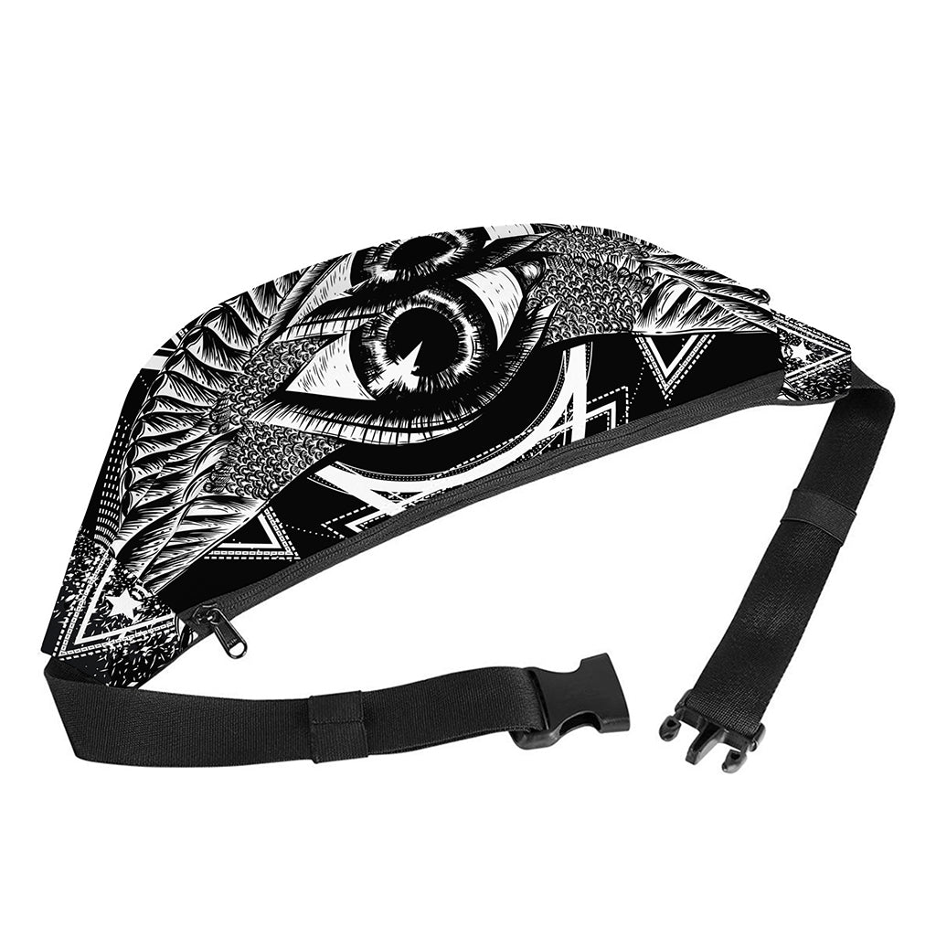 Black And White All Seeing Eye Print Fanny Pack