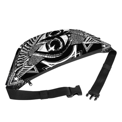 Black And White All Seeing Eye Print Fanny Pack