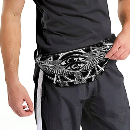 Black And White All Seeing Eye Print Fanny Pack