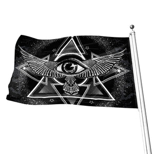 Black And White All Seeing Eye Print Flag