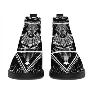 Black And White All Seeing Eye Print Flat Ankle Boots