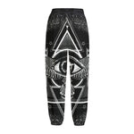 Black And White All Seeing Eye Print Fleece Lined Knit Pants