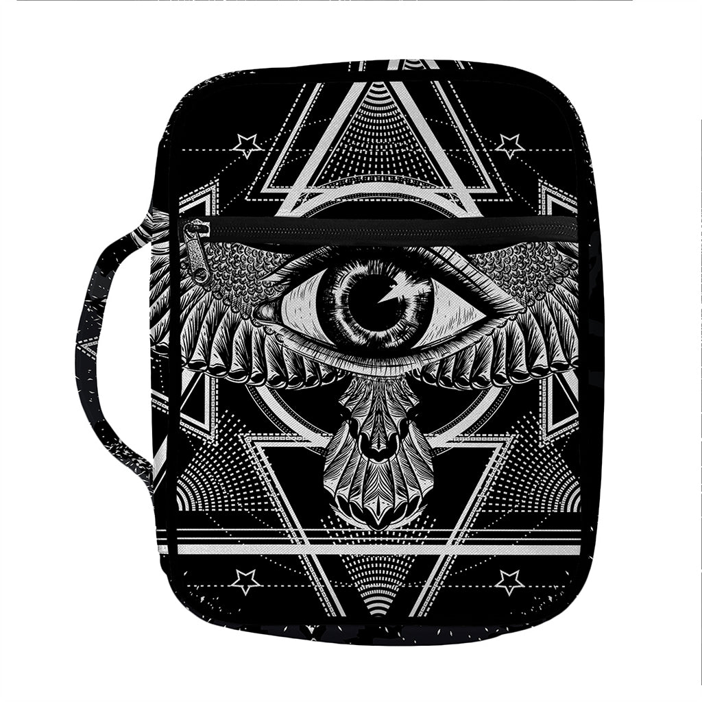 Black And White All Seeing Eye Print Front Pocket Bible Bag