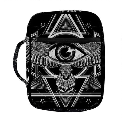 Black And White All Seeing Eye Print Front Pocket Bible Bag