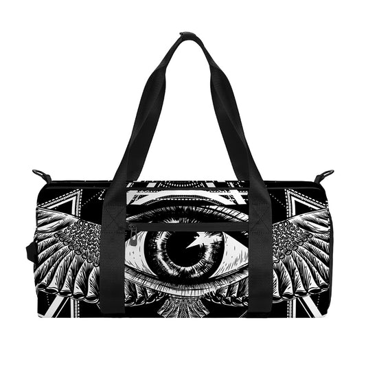 Black And White All Seeing Eye Print Gym Bag