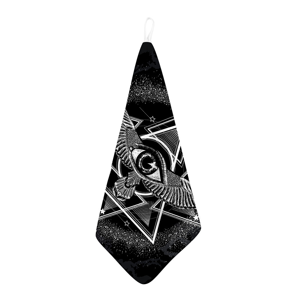 Black And White All Seeing Eye Print Hand Towel