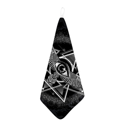 Black And White All Seeing Eye Print Hand Towel