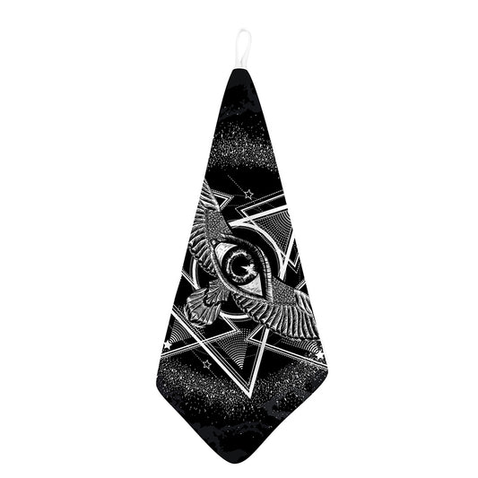 Black And White All Seeing Eye Print Hand Towel