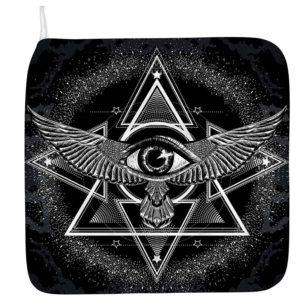 Black And White All Seeing Eye Print Hand Towel
