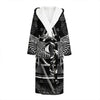 Black And White All Seeing Eye Print Hooded Bathrobe