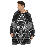 Black And White All Seeing Eye Print Hoodie Blanket