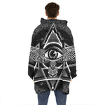 Black And White All Seeing Eye Print Hoodie Blanket