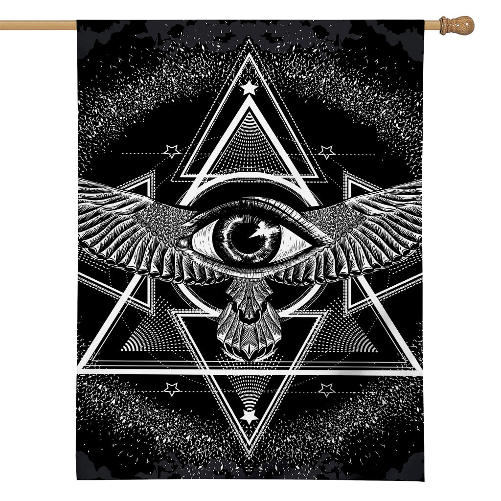 Black And White All Seeing Eye Print House Flag