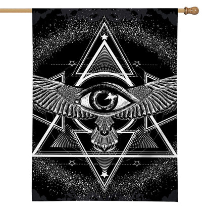 Black And White All Seeing Eye Print House Flag