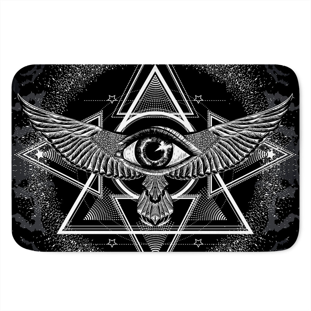 Black And White All Seeing Eye Print Indoor Door Mat