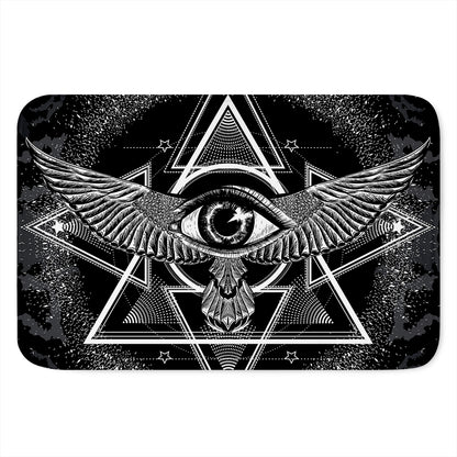 Black And White All Seeing Eye Print Indoor Door Mat