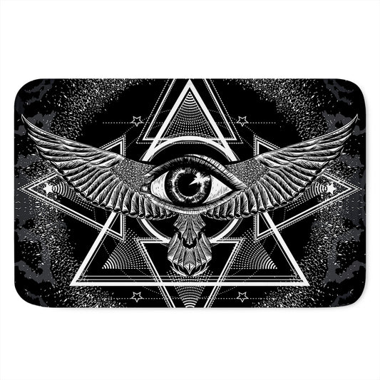 Black And White All Seeing Eye Print Indoor Door Mat