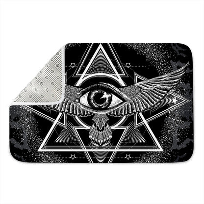Black And White All Seeing Eye Print Indoor Door Mat