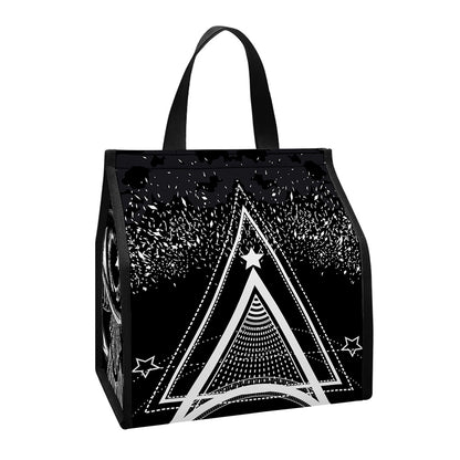 Black And White All Seeing Eye Print Insulated Lunch Tote