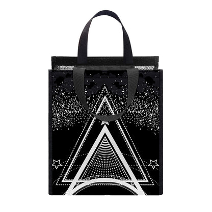 Black And White All Seeing Eye Print Insulated Lunch Tote