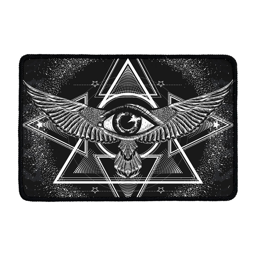 Black And White All Seeing Eye Print Kitchen Mat
