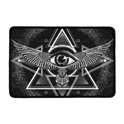 Black And White All Seeing Eye Print Kitchen Mat