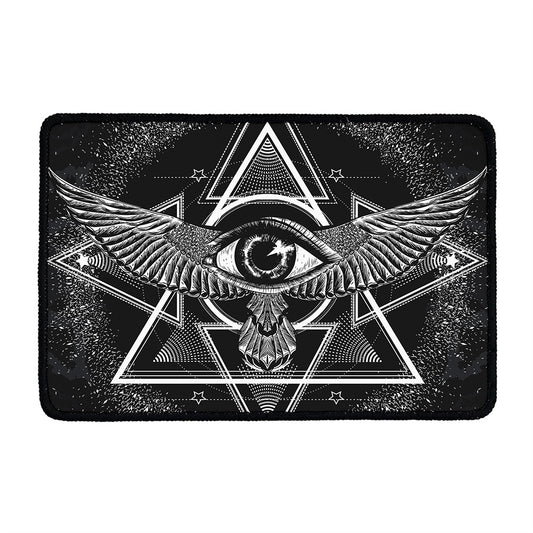 Black And White All Seeing Eye Print Kitchen Mat