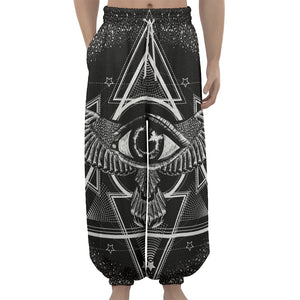 Black And White All Seeing Eye Print Lantern Pants