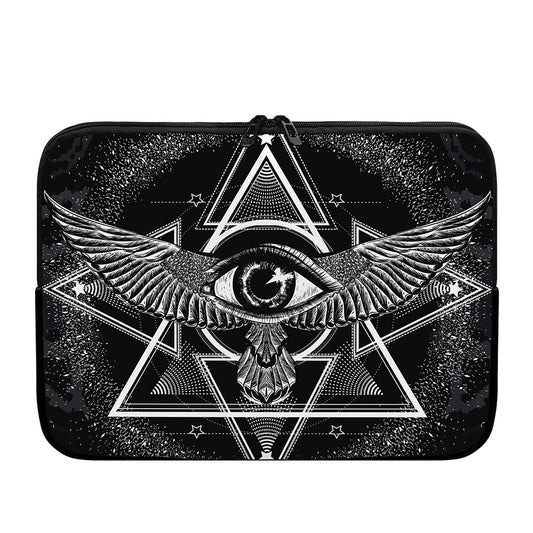 Black And White All Seeing Eye Print Laptop Sleeve