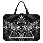 Black And White All Seeing Eye Print Laptop Sleeve With Handle