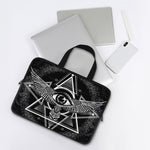 Black And White All Seeing Eye Print Laptop Sleeve With Handle
