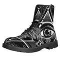 Black And White All Seeing Eye Print Lace-Up Boots
